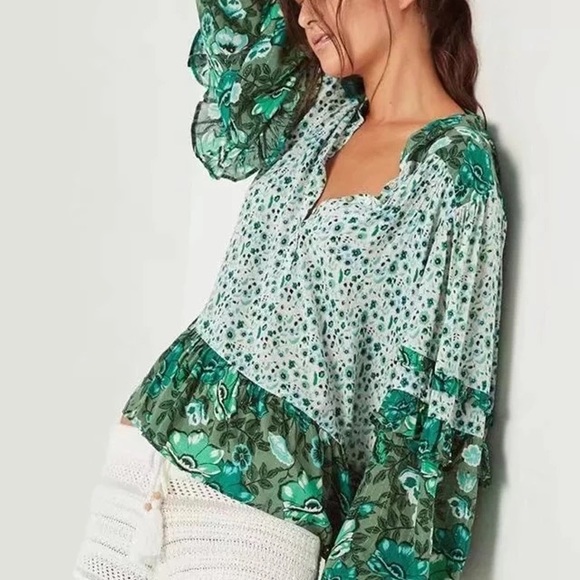 Evergreen Ivy Blouse TOP Winona Long Sleeve SHIRT - Picture 2 of 7